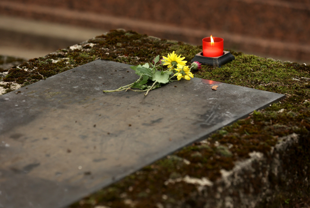 temető, mécses, sír, halottak napja