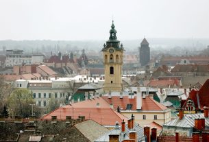 Szeged, Szent István tér, víztorony, látkép, belváros, városháza